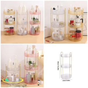 Argox 3 Layer Rotating Cosmetic Organizer Rack for Clutter-Free Storage