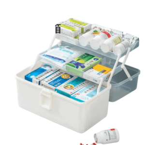 Multilayer Plastic Medicine Storage Box with 3 Compartments, Dustproof Lid, and Lock