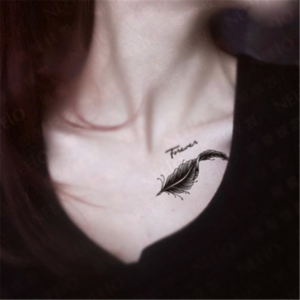 Pack of 3 Temporary Text Feather Tattoos, High Quality, 10.5 x 6 cm Each