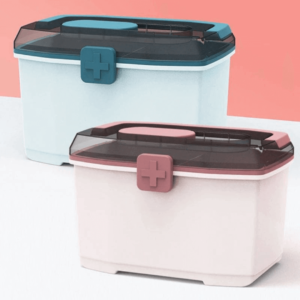Portable Household Medicine Box with 2 Layers, Dustproof Lid, and Lockable Compartments