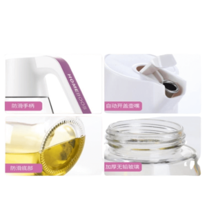 Homeboss Oval Oil Jug with Beak Snout, Measuring Scale, Air Vent Lid, Food Grade Material