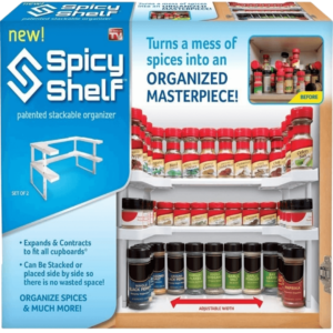 Invisible Spicy Jar Shelf Adhesive Spice Organizer for Kitchen, Holds 64 Jars, Adjustable, No Tools Needed