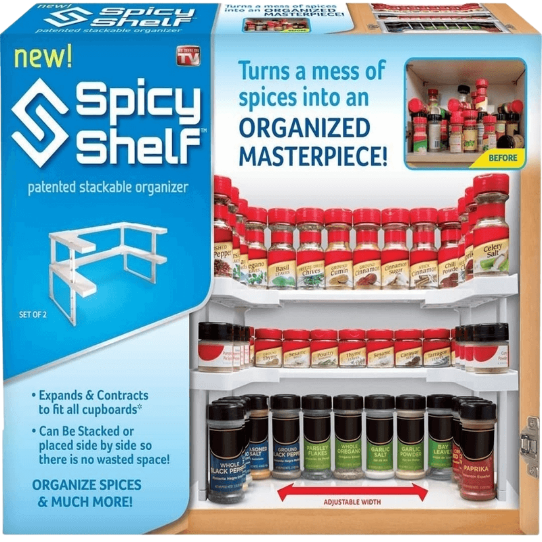 Invisible Spicy Jar Shelf Adhesive Spice Organizer for Kitchen, Holds 64 Jars, Adjustable, No Tools Needed