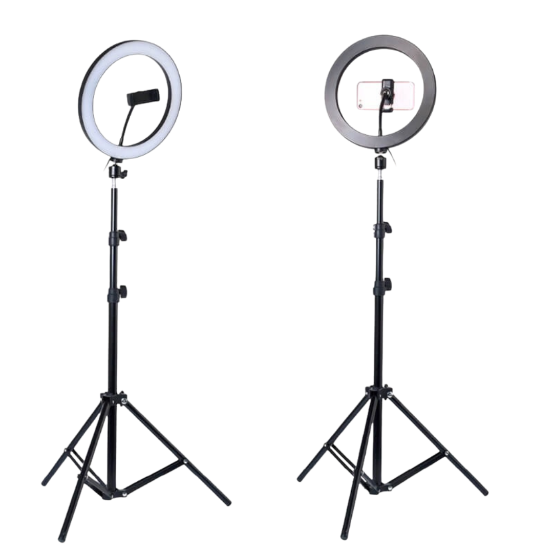 26cm LED Ring Light with 10 Brightness Levels, USB Power, Adjustable Tripod & Phone Holder