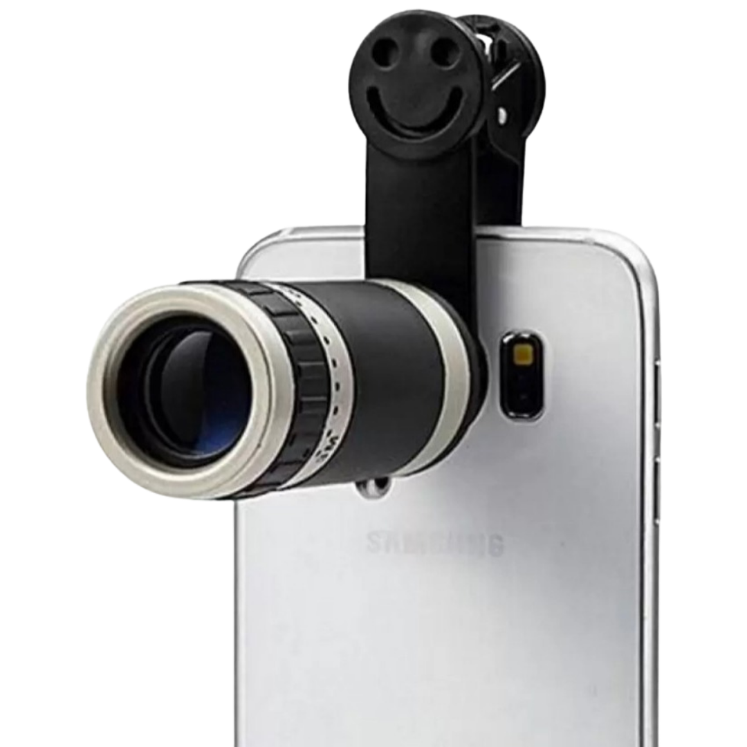 Original 8x Mobile Zoom Lens Attachment with Protective Case for Clear Distant Photos - Silver
