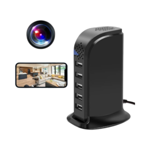 Spy Camera Hidden WiFi USB Tower Socket with 5 USB Ports, 4K Video, Night Vision, Motion Detection