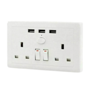 Wall Socket with USB Ports, Grounded, Long Extension Cable, Standing Style