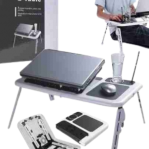 E-Table Portable Laptop Table with Adjustable Height, Cooling Fans, and Accessories