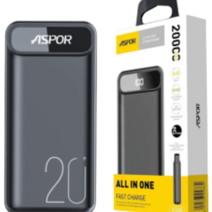 ASPOR A396 20000mAh Power Bank with Dual USB Outputs and Fast Charging
