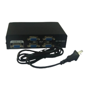 VGA Splitter 4 Port 200 MHz with DC 5V Power Adapter, Supports 1920x1440 Resolution