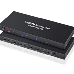 1 In 8 Powered 4K HDMI Splitter with Charger - 8 Output Ports, Metal Enclosure