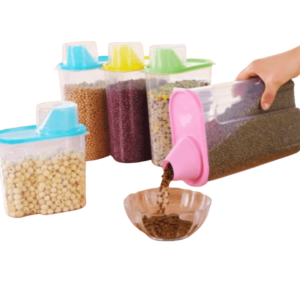 Large 1L Food Storage Container with Measuring Cup Lid and Pour Nozzle