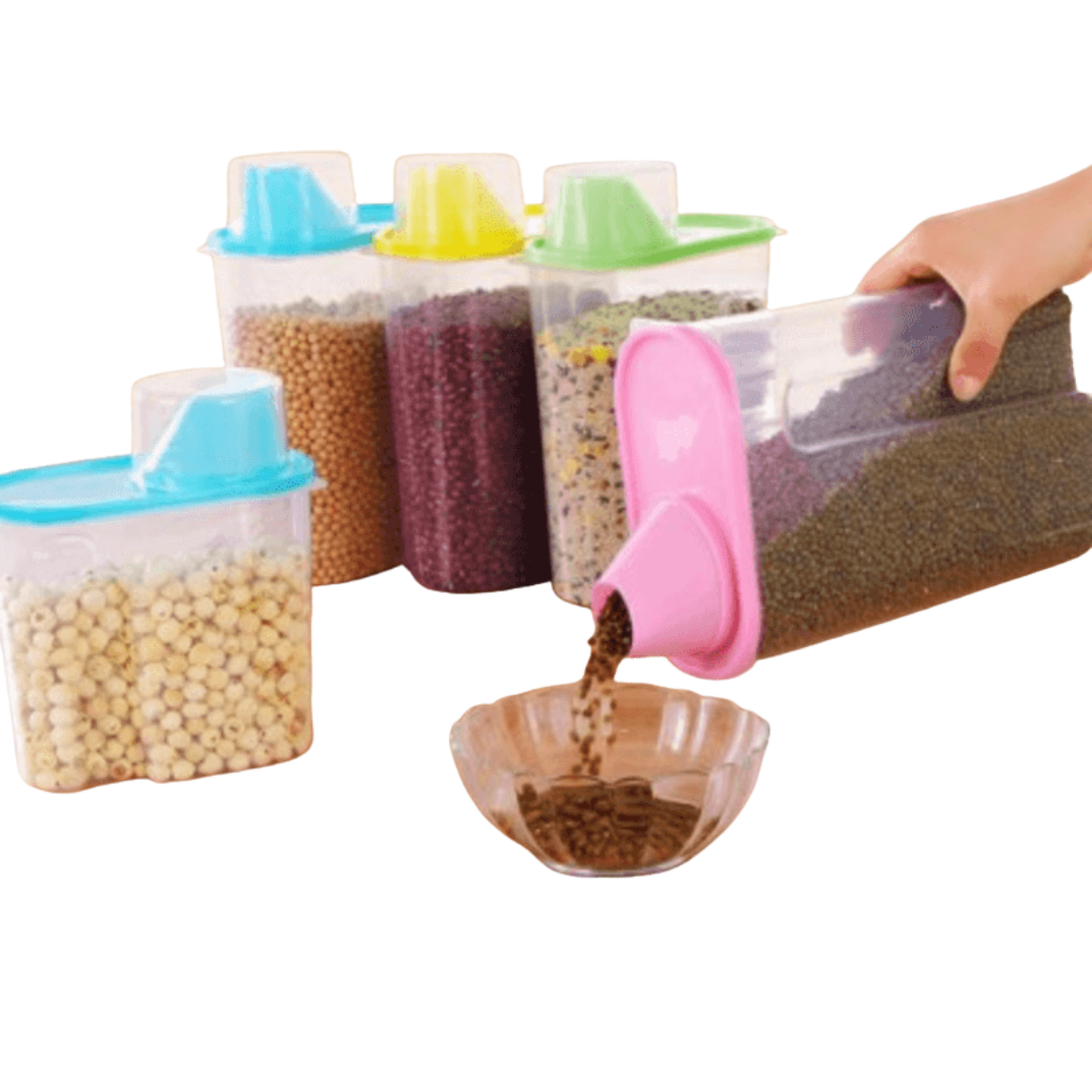 Large 1L Food Storage Container with Measuring Cup Lid and Pour Nozzle