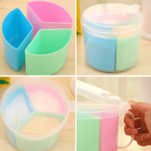 3in1 Transparent Spice Storage Box with 3 Compartments, Spoon, Food Grade Plastic
