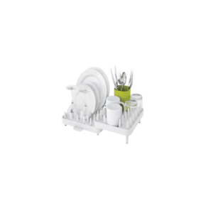 Connect Adjustable Dish & Utensils Drainer with Movable Cutlery Holder and Integrated Spout