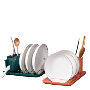 2-in-1 Plastic Plates and Cutlery Holder for Kitchen Organization