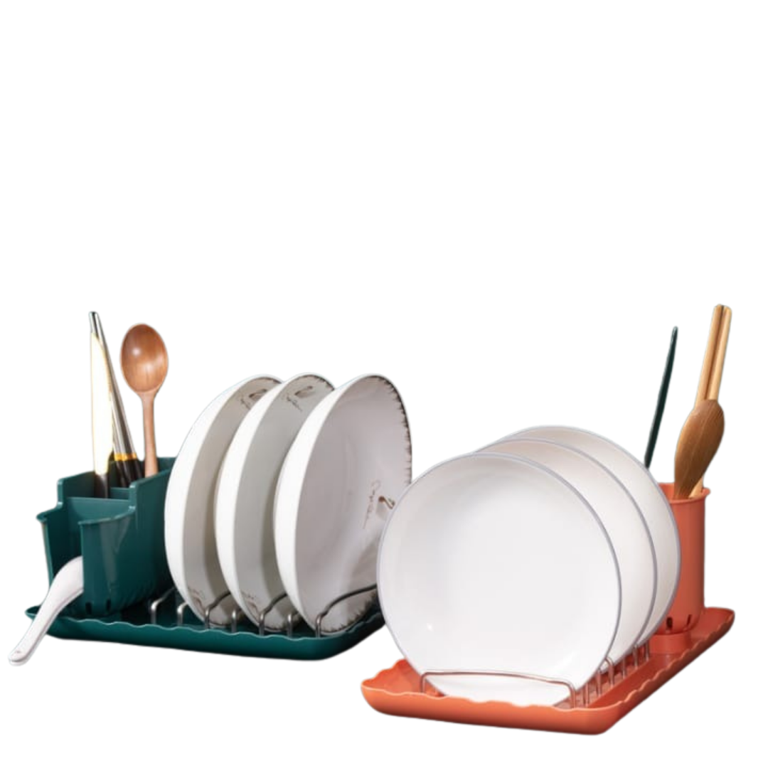 2-in-1 Plastic Plates and Cutlery Holder for Kitchen Organization