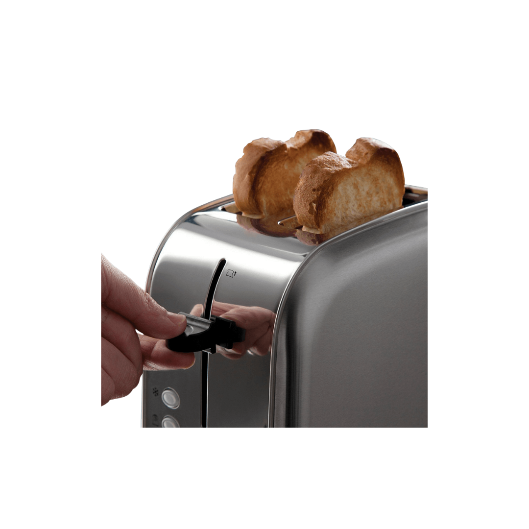 Wide Slot 2-Slice Stainless Steel Toaster with Frozen Bread Function and Easy Removal