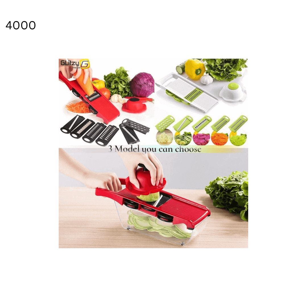 Vegetable Cutter with 6 Interchangeable Blades for Slicing, Grating, and Chopping