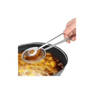 Frying Tongs with Oil-Draining Screen and Hollow Design for Cooking and BBQ