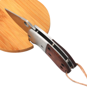 Self Defense Mini Folding Knife with Sandalwood Handle and Steel Blade