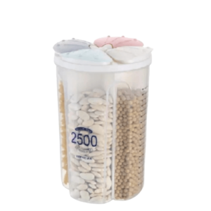 2500ml Airtight Plastic Food Storage Jar with 2 Compartments, Dishwasher, Microwave, and Freezer Safe