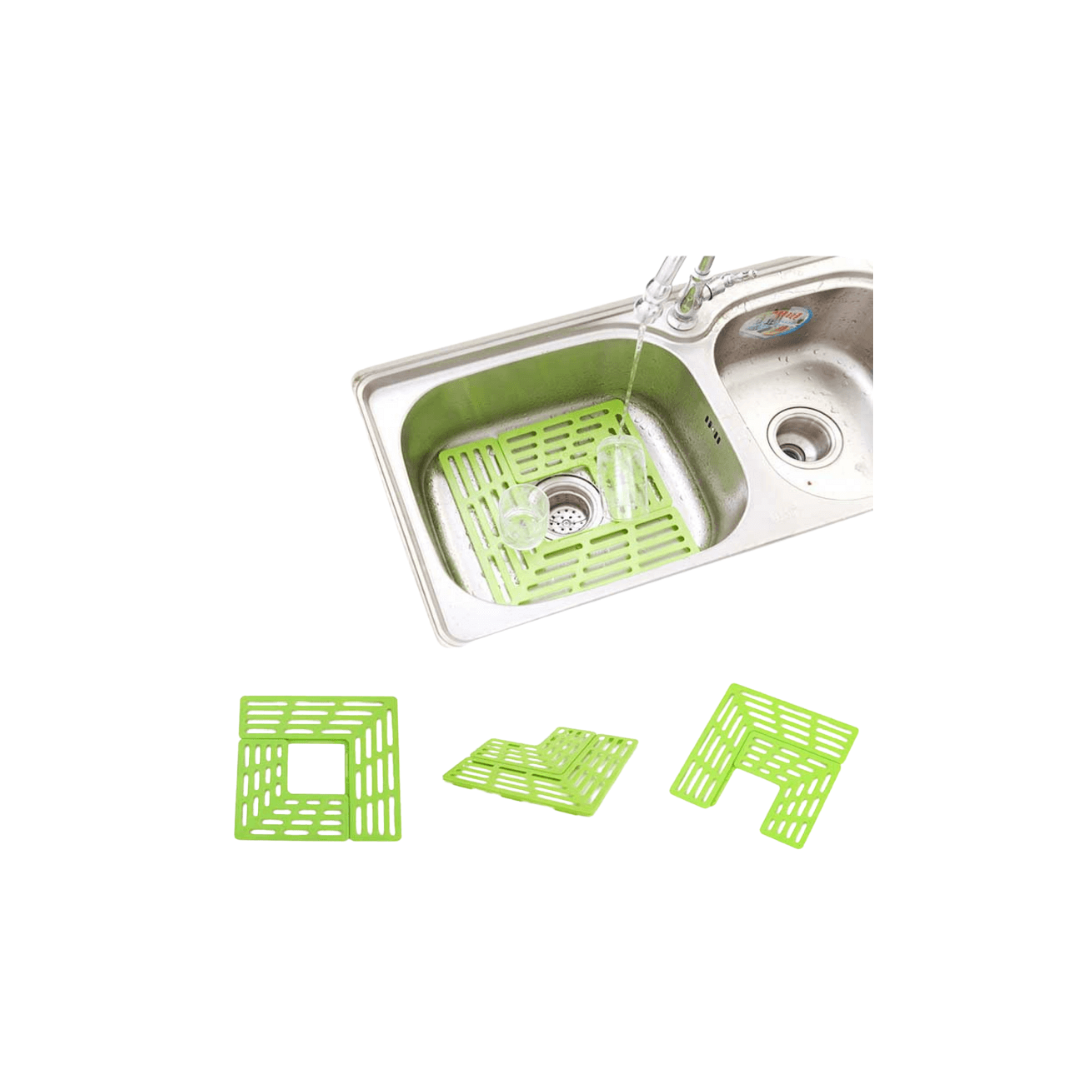 Plastic Drain Shelf for Sink and Kitchen Table Top - Foldable Green Colander and Drying Rack