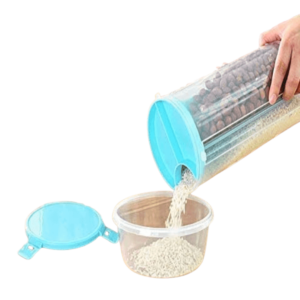 3 Compartment Airtight Food Storage Jar with Rotating Lid for Grains and Cereals