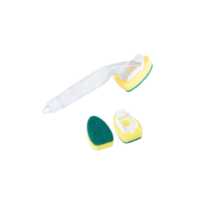 Dish Wand Scrubber Brush with Refillable Detergent Dispenser for Easy Dish Cleaning