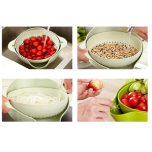 Rotatable Double Layer Drain Basket Pack of 2, Food Grade PP, 360? Rotation