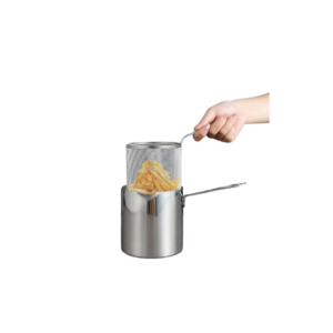 Stainless Steel Frying Pan with Strainer Basket and Handle, 12.5cm