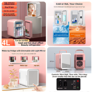 4L Vanity Mirror LED Portable Fridge